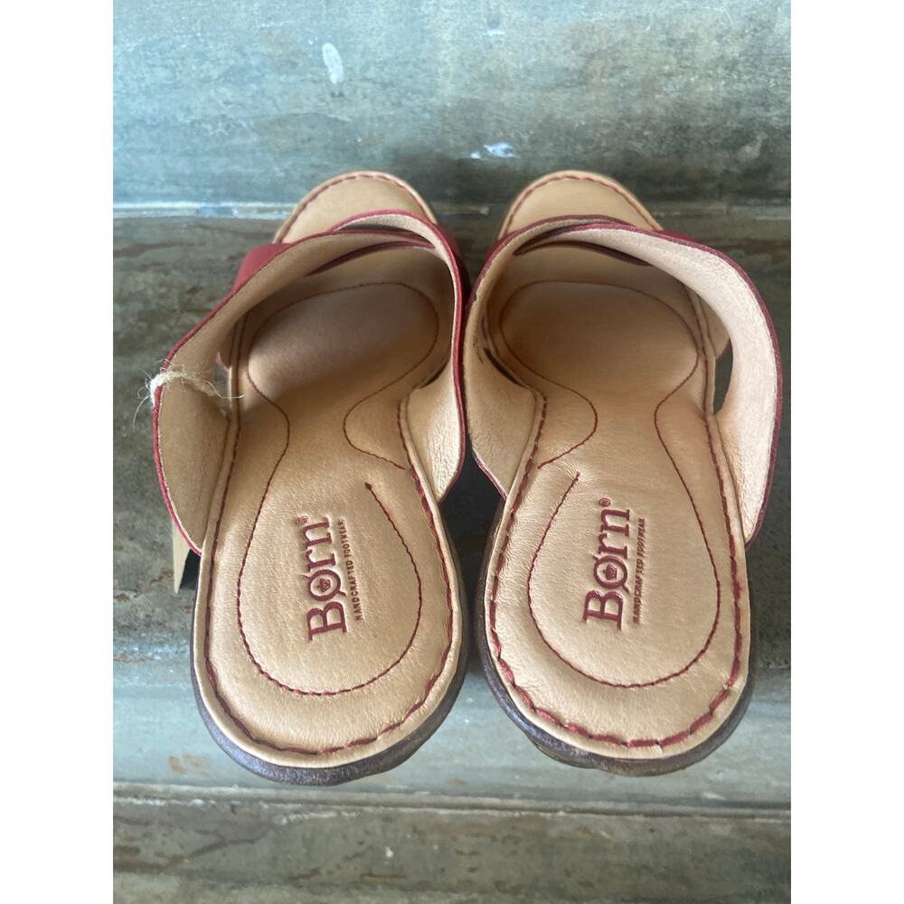 Born Coney red criss cross strap wedge sandal - Picture 6 of 9